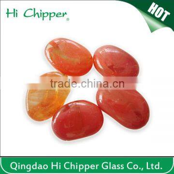 Orange Glass Gems cashew shape for fir pit