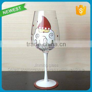 Glass Wine Goblet Cup Drinking Wine Glasses Goblet Handpainted Merry Christmas Gift Glass Goblet Cup