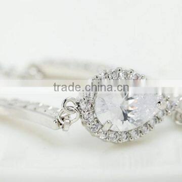 18K Rose Gold and White Gold Plated Jewelry Women Chain and Micro AAA Cubic Zircon Pave 2 Carat Pear Cut CZ Bracelet photo-2