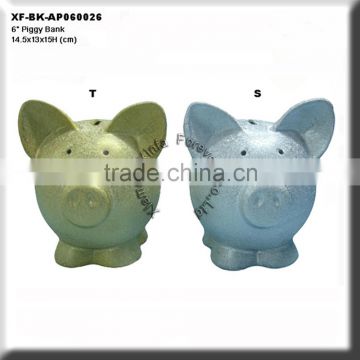 chrome plated ceramic pig bank