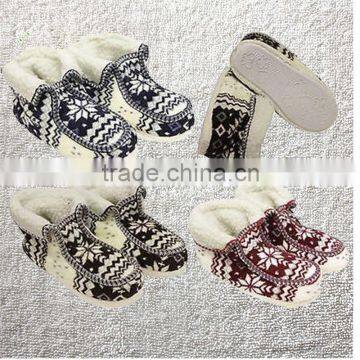 Women winter faux fur coral fleece snowflake pattern slipper indoor boots                        
                                                Quality Choice