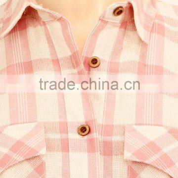 2016 100% Cotton Woman Clothing Oem Long Sleeve Plain Checked T-shirt Manufacturing China photo-4
