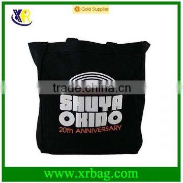 Custom Black Cotton Fabric Tote Shopping Bag photo-5