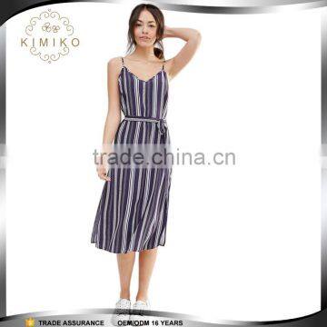 Alibaba Hot Selling New Look Women Midi Cami Slip Dress With Strip