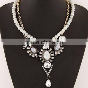 InStock Wholesale 2015 New Hot Sale Individuality Ethnic Style Double Aolly Crystal Statement Necklace