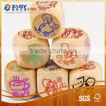 2015 Newest Customized Wooden 6 Sides Dice