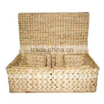 2015 New Product Rectangle Water Hyacinth Hamper for Home Decoration and Futniture