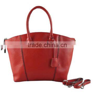 2016 High quality red plain real leather bag / tote bag ladies MD6016