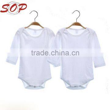 OEM ODM Infant Soft Cotton Romper Plain White Baby Long Sleev Rompers With Top Quanlity