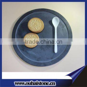 Round shape black stone slate plate wholesale