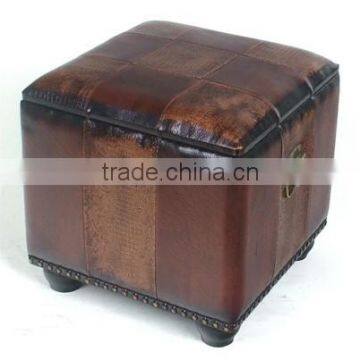 Indian leather ottoman pouf HDOT110