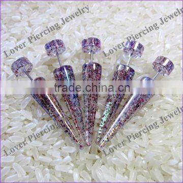 High Polish AB Anodized Design UV Acrylic Ear Fake Taper Plug Jewelry [AB-696]