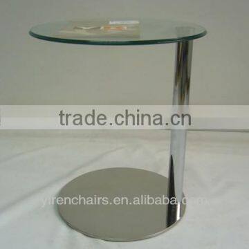 Modern design glass top with metal tea table/High quality stainless steel top glass table