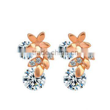 Fashion flower zircon zinc alloy earrings