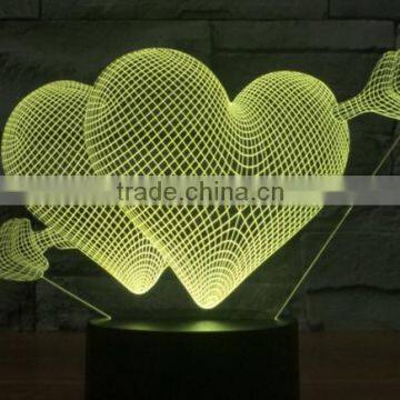 266-Romantic Heart Love Shape Led Lamp 3d Optical 3d Sculpture Illusion Art Special Light Desk Led Lamp photo-4