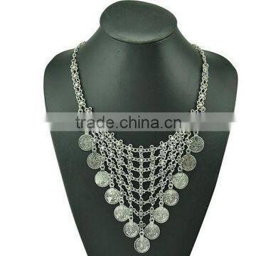 New Gypsy Boho Ethnic Silver Plated Alloy Coin Tassel Charm Necklace photo-5