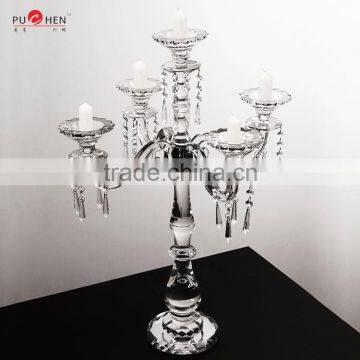 luxury 5 arm crystal candelabra with crystal beads chain for cockailparty and candlelight dinner centerpiece decoration