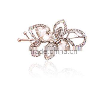 Women Fashion Chic Clear Crystal Inlaid Clover Hairpin Hair Clip Hot Clip