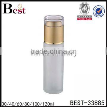 sets frosted glass bottle with gold acrylic cap glass bottle factory                        
                                                                                Supplier's Choice