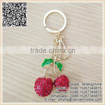 Artificial Made Red Cherry Lovely Jewelry Key Chain For Hot Selling