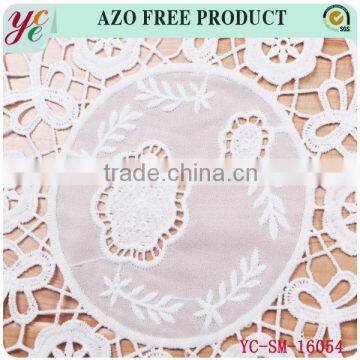 White Circular Flower Woven Mesh Embroidery Lace Fabric With Holes photo-3