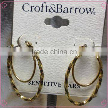 Exqusite Woman's Gold Plating Copper Layered Hoop Earrings