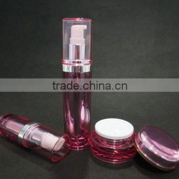 Round Acrylic Cream Jar and Lotion Pump Bottle for Cosmetic Packaging