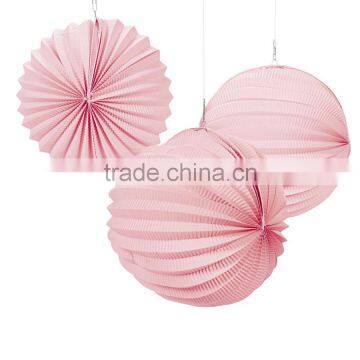 Pink Accordion Paper Lantern Round Paper Accordion Pleated Lanterns for wedding