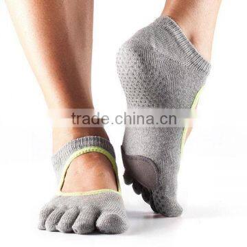 knitting anti-slip five toe yoga pilates socks