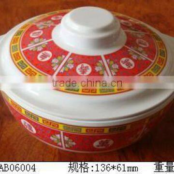 Melamine nice design printing chinese soup bowl with lid