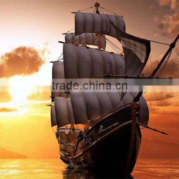 hot selling 40x50cm sailing boat and sunset scenery full diamond drilled 3D stone picture                        
                                                Quality Choice