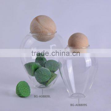 Kitchenware use modern design glass jar with wooden lid                        
                                                Quality Choice