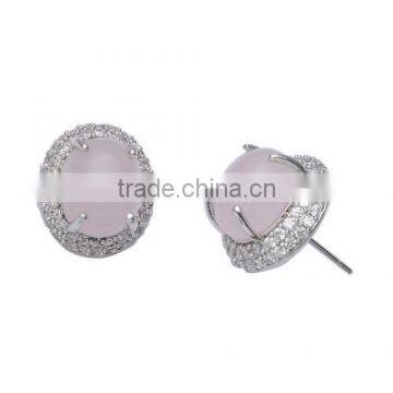 P9767 2015 new arrival round crystal pearl stud earrings