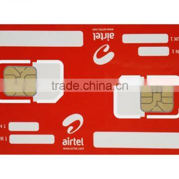 High Quality Mobile GSM SIM Card with dual chip for telecomm
