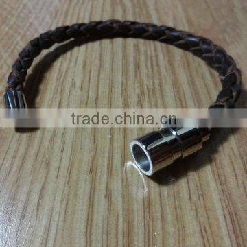 top grade promotional leather and waxed cotton bracelet