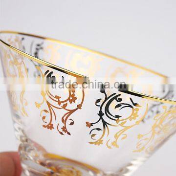 Set of 2 Gold Rimmed Dinner Appetizing Crystal Salad Glass Bowl Set photo-2