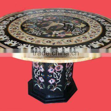 Round Marble Inlay Coffee Table