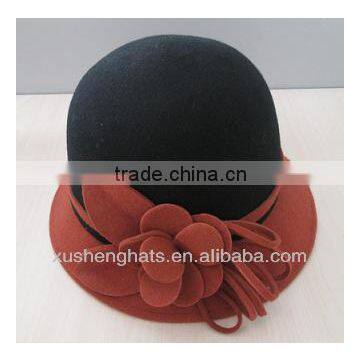 fashion montage color cloche hat with soft felt flower