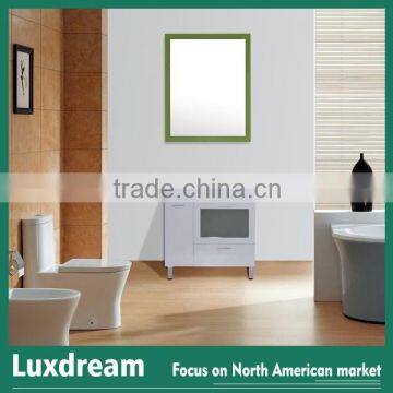 Free Standing White MDF Glass Basin Bathroom Vanity From China