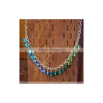 silver step necklaces with semi precious stones