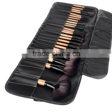 NEW Wood 24Pcs Makeup Brushes Kit Professional Cosmetic Make Up Set + Pouch Bag Case Black