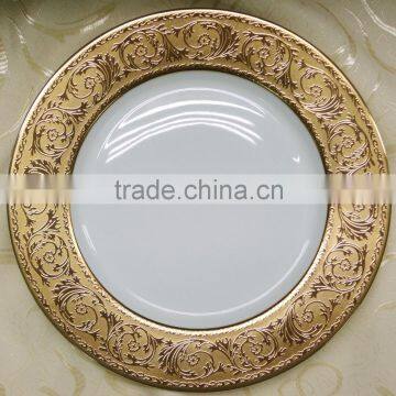 Good quality dinnerware plate with high embossed gold