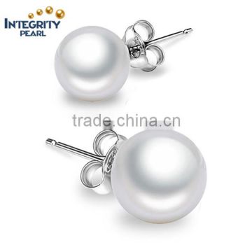 Freshwater pearl earring 7-7.5mm AA perfect round silver pearl earring