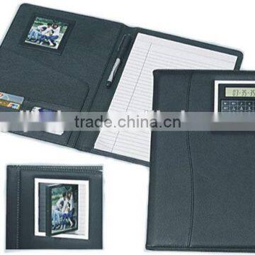 Hot selling waterproof customized color&size leather folder with calculator