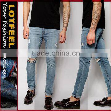 stocklot men jeans Distressed denim man jeans pant with Rip Knee buy jeans turkey alibaba express jeans(LOTA015)