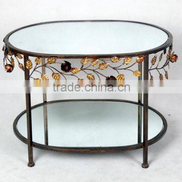 XY13860 home furniture livingroom glass top table, mirror coffee table, modern wrought iron glass coffee table