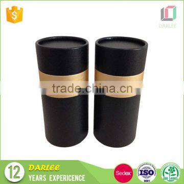 China Manufacturers High End Hot Stamping Black Round Tube Box With Lids