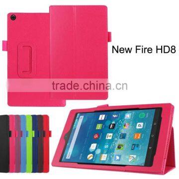 Quality Lychee Texure PU Leather Case cover with flip Stand For AMAZON KINDLE NEW FIRE HD 8 2015 BUSINESS PROTECTIVE CASE