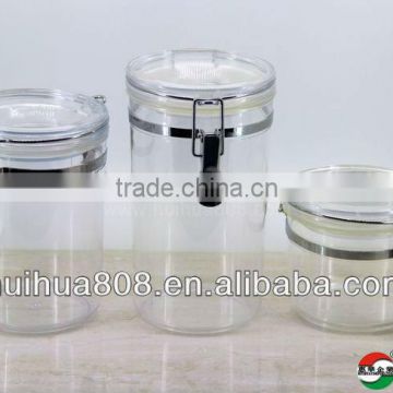 Round Clear Acrylic Canisters with Clip Tight Lid