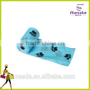 Blue color biodegradable poop bag with footstep printing